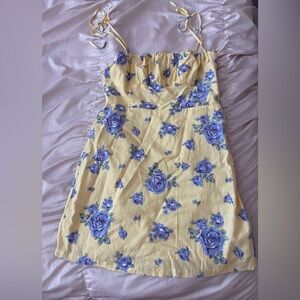 Yellow Dress With Blue Flowers